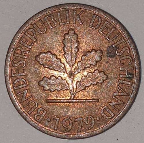 1979 D - 1 PFENNIG - ONE PFENNIG - GERMANY - FEDERAL REPUBLIC - (Copper Plated Steel)